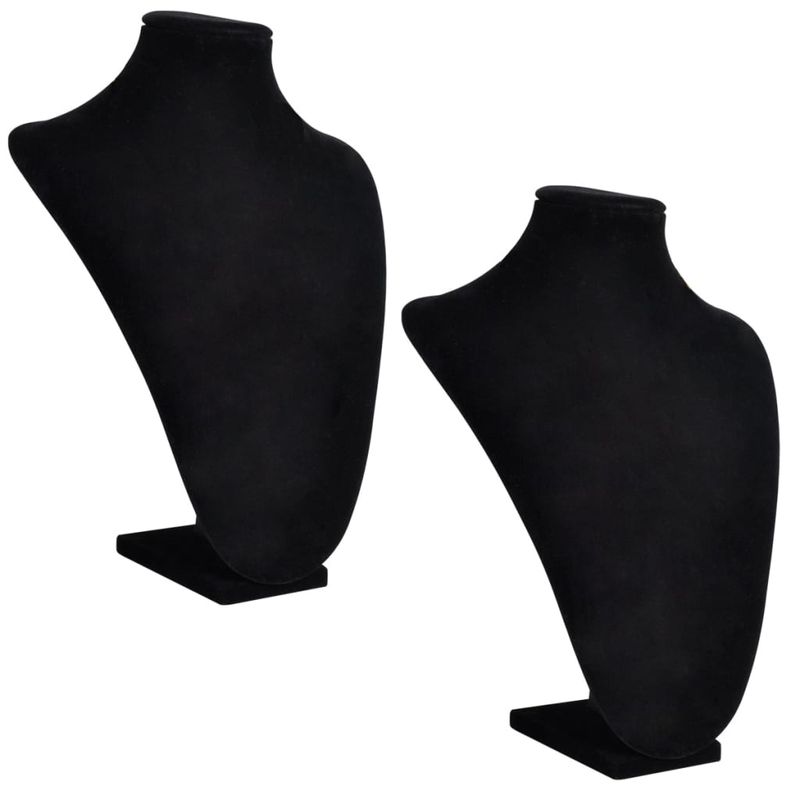 Busti Neri Portagioielli Collane 2 pz in Flanella 23x11,5x30 cm vidaXL