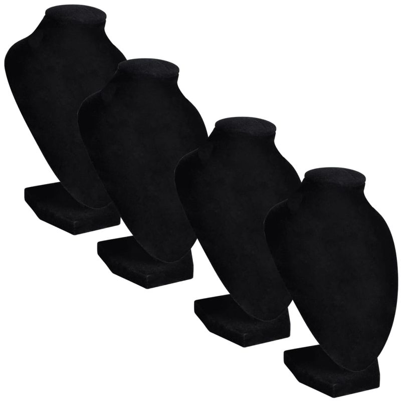Busto Nero Portagioielli Collane 4 pz in Flanella 9x8,5x15 cm vidaXL