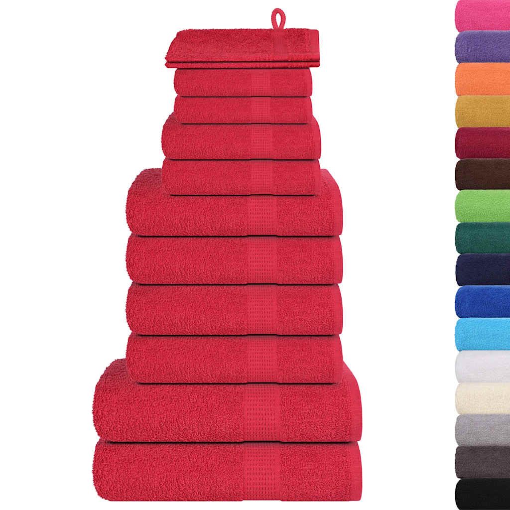 Set di asciugamani 12 pezzi FROGN Rosso 360 g/m² vidaXL