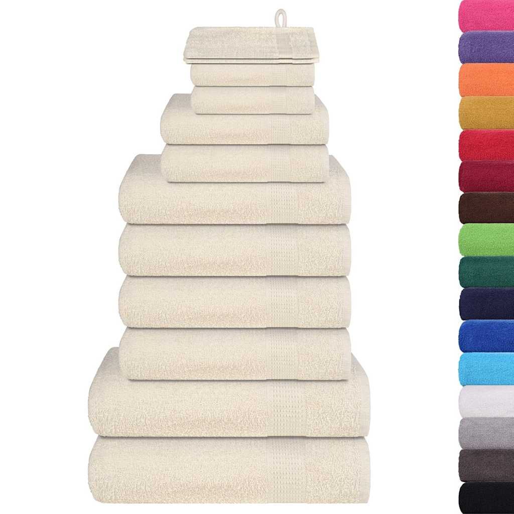 Set di asciugamani 12 pezzi FROGN Crema 360 g/m² vidaXL