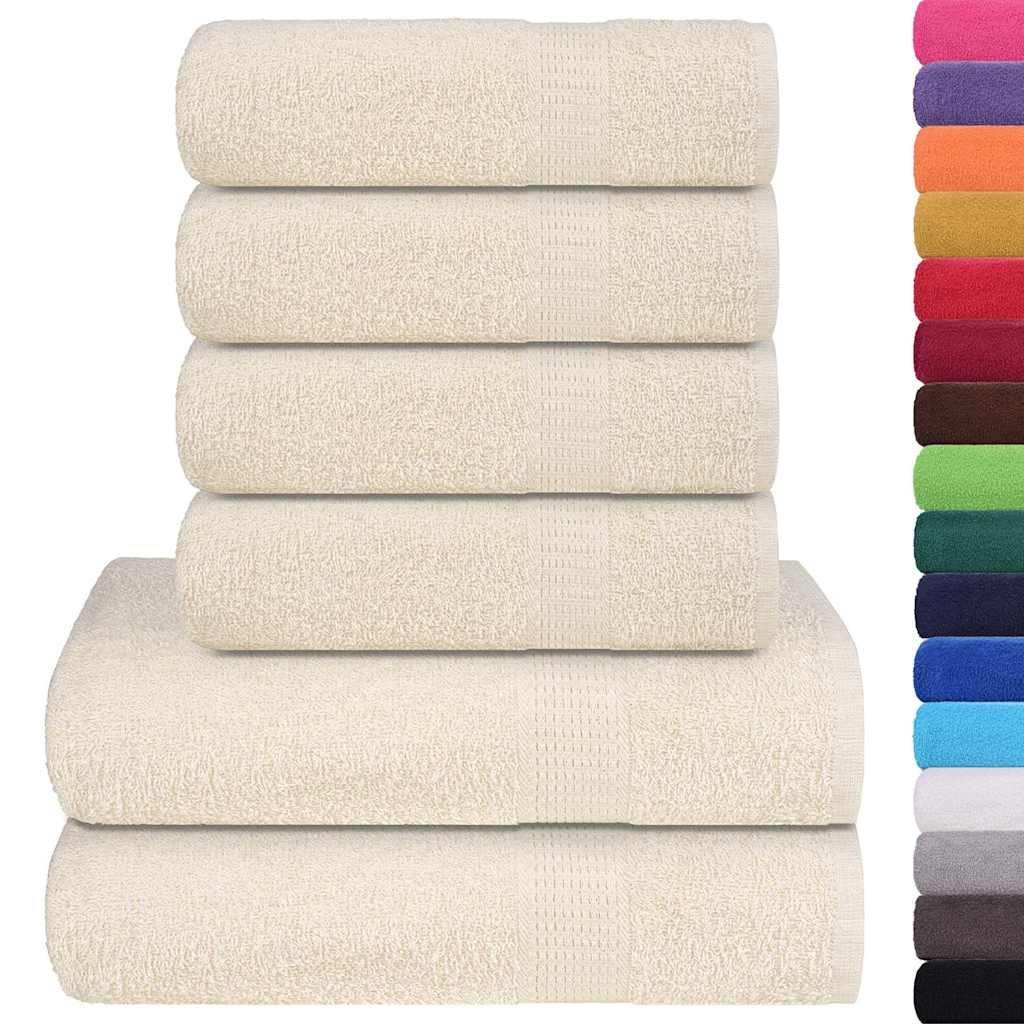 Set di asciugamani 6 pezzi FROGN Crema 360 g/m² vidaXL