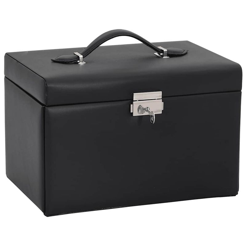 Portagioie a 3 Strati con Specchio Bloccabile Nero 26x18x17,5cm vidaXL