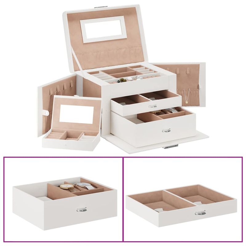 Portagioie a 3 Strati con Specchio Bloccabile 26x18x17,5 cm vidaXL