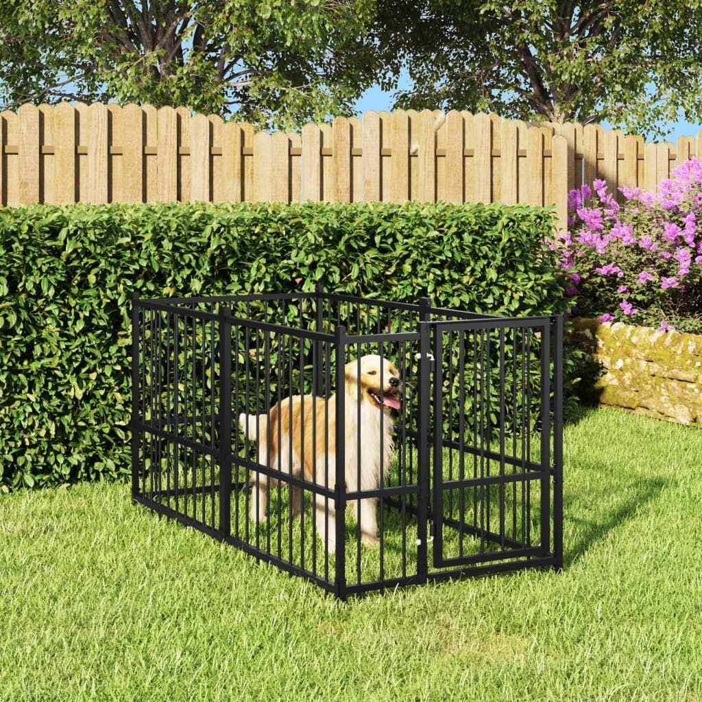 Gabbia per Cani Nera 193,5x97x100 cm in Acciaio vidaXL
