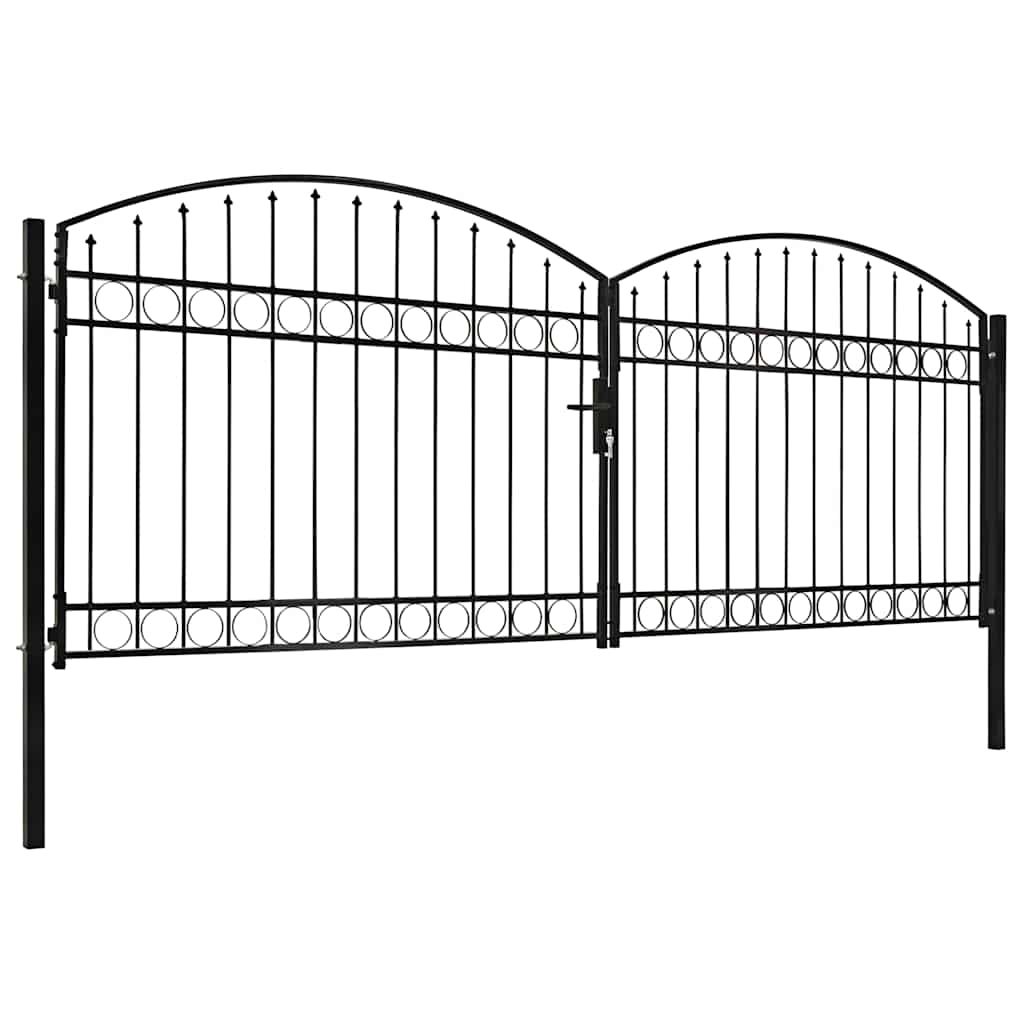 Cancello per recinzione ASSEN a doppia anta con parte superiore ad arco in acciaio 400x150 cm vidaXL