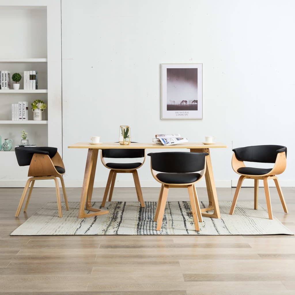 Sedie da Pranzo 4 pz Nere in Legno Piegato e Similpelle vidaXL