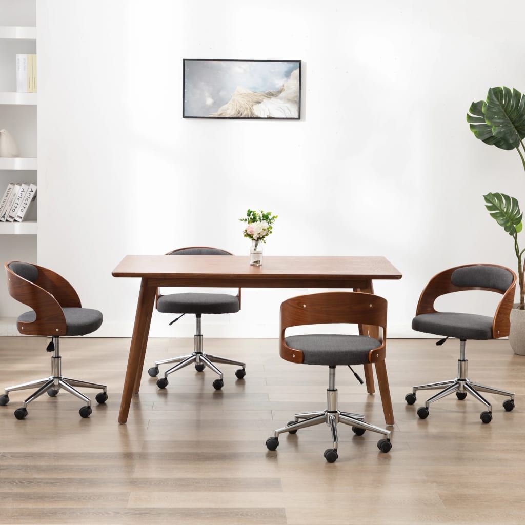 Sedie da Pranzo Girevoli 4 pz Legno Curvato e Tessuto Grigio vidaXL