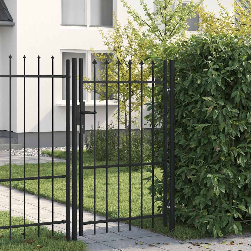 Cancello per recinzione BOXTEL porta singola con punta in acciaio 1x1,5 m Nero vidaXL