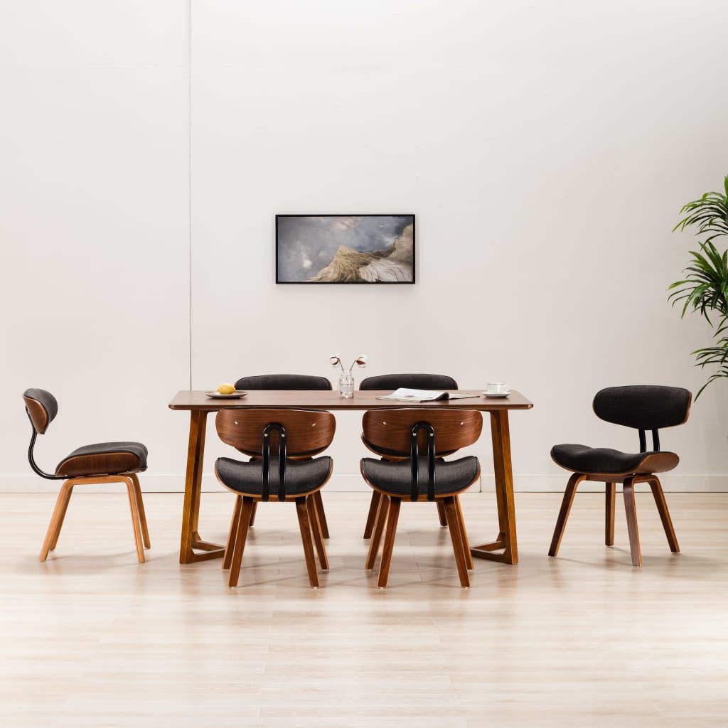 Sedie da Pranzo 6 pz Legno Curvato e Tessuto Grigio vidaXL