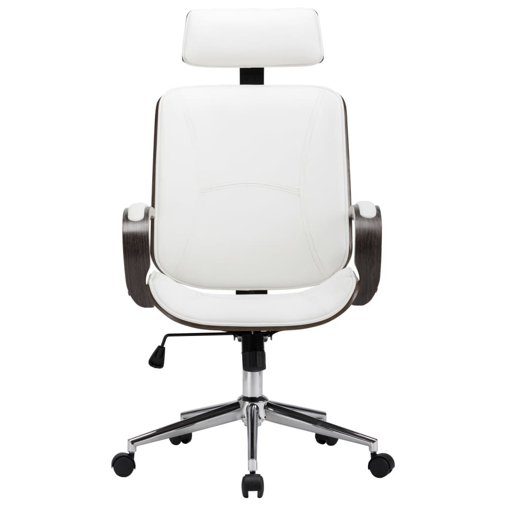 Sedia Girevole con Poggiatesta Bianca Similpelle Legno Curvato vidaXL