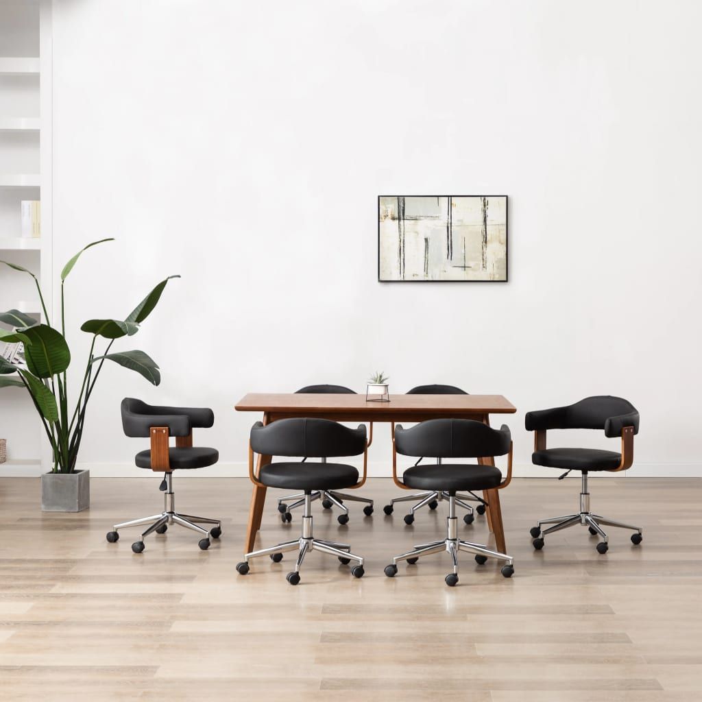 Sedie da Pranzo Girevoli 6 pz Nere in Legno Curvo e Similpelle vidaXL