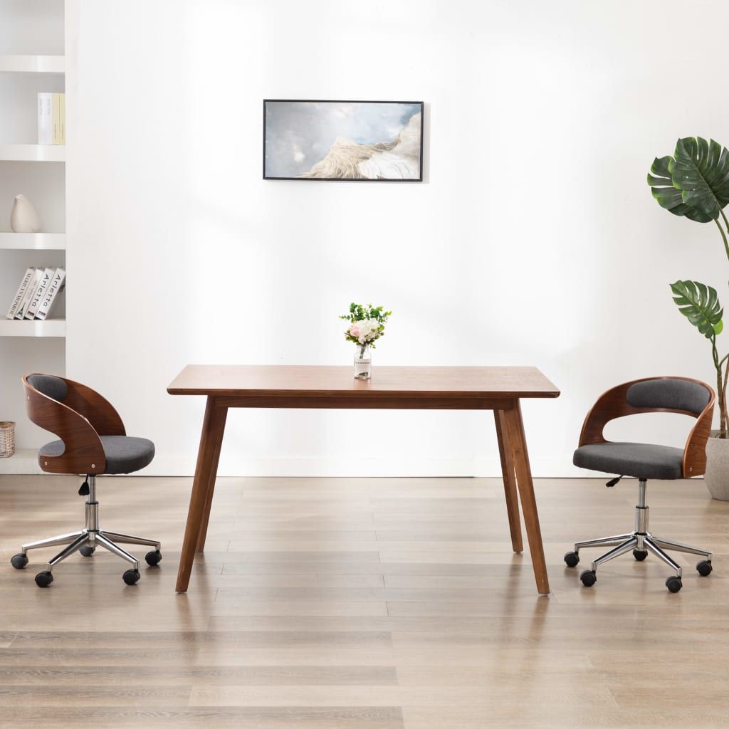 Sedie da Pranzo Girevoli 2 pz Grigie in Legno Curvo e Tessuto vidaXL