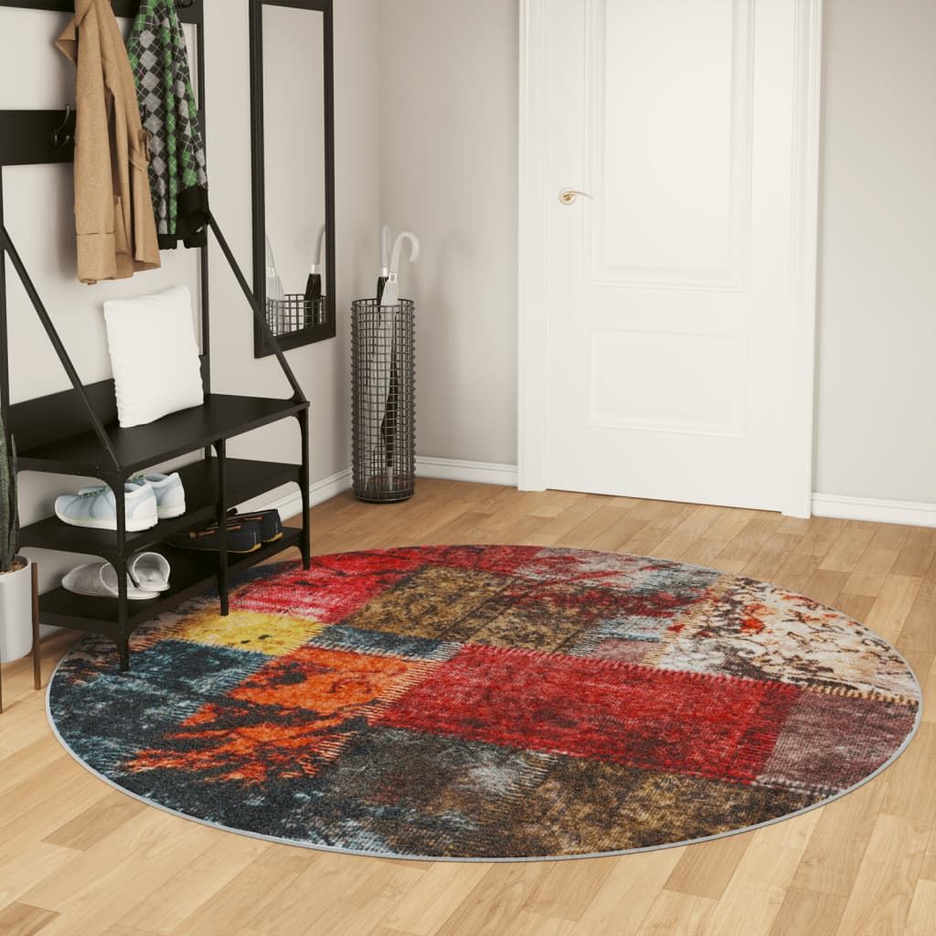 Tappeto Lavabile Multicolore Ø 200 cm Antiscivolo vidaXL