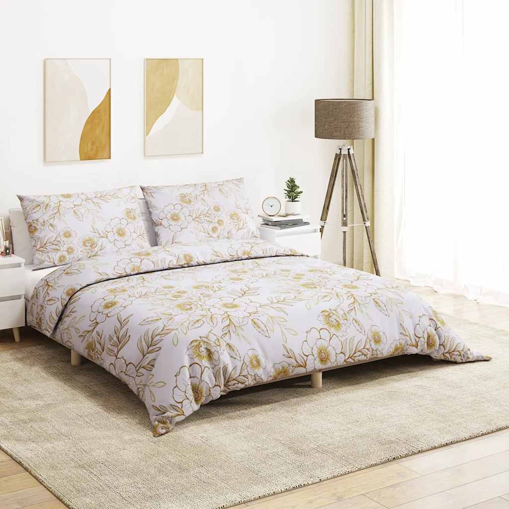 Set Copripiumino Bianco e Marrone 140x200 cm in Cotone vidaXL