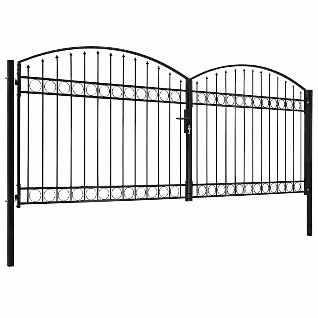 Cancello per recinzione ASSEN a doppia anta con parte superiore ad arco in acciaio 400x175 cm vidaXL