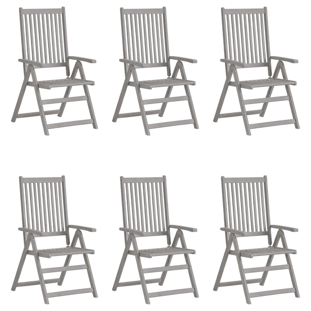 Sedie da Giardino Reclinabili 6 pz con Cuscini Massello Acacia vidaXL