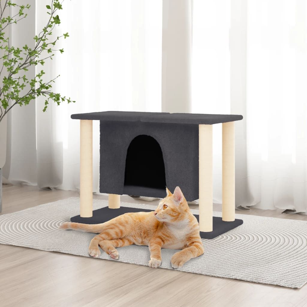 Albero per Gatti con Tiragraffi in Sisal Grigio Scuro 50 cm vidaXL