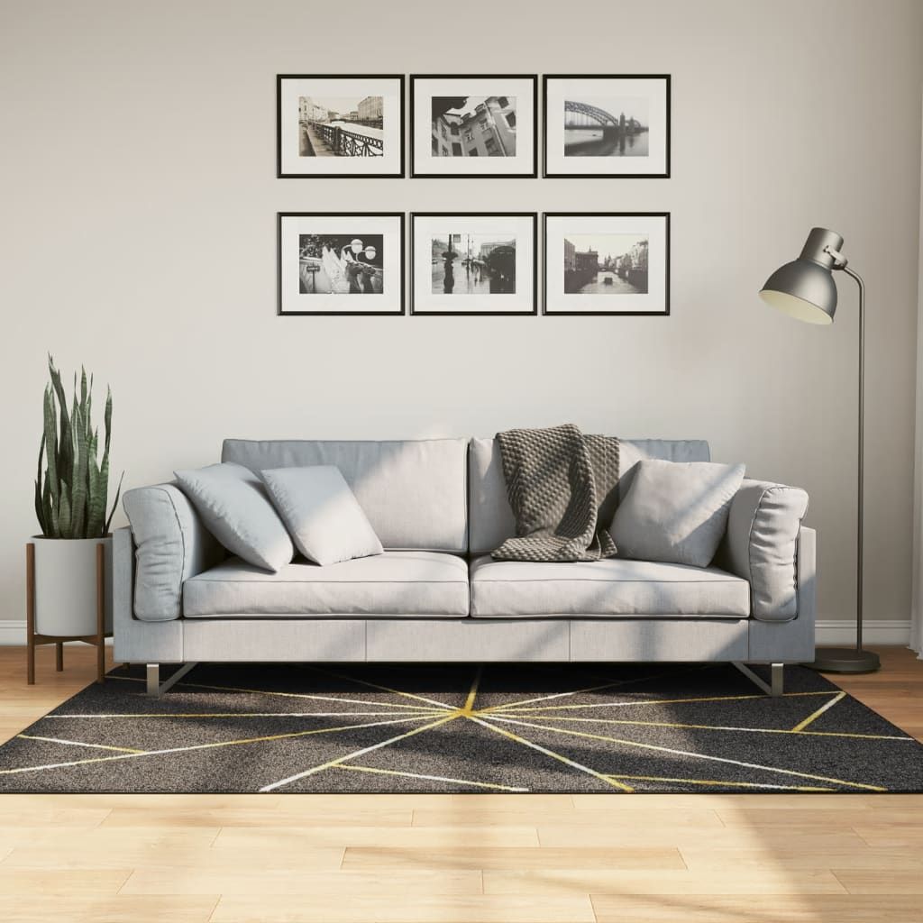 Tappeto Lavabile Nero e Oro 120x180 cm vidaXL