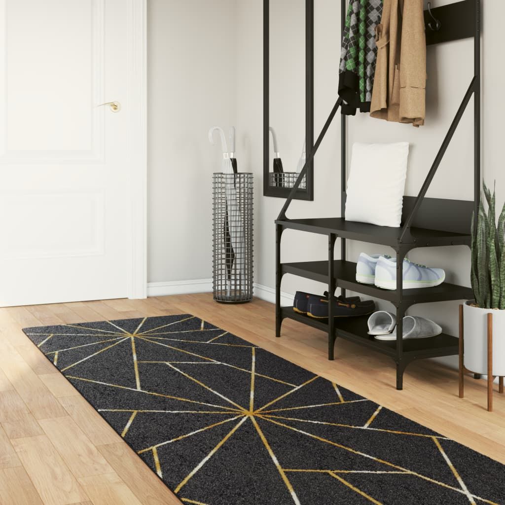 Tappeto Lavabile Nero e Oro 80x300 cm vidaXL