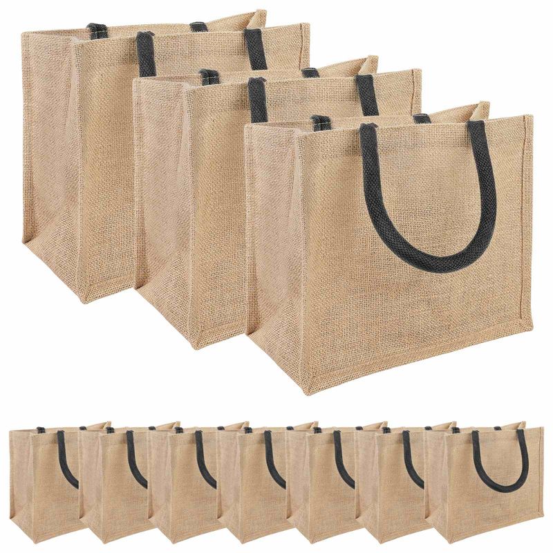 Borse in juta 10 pcs Naturale e Nero 26 x 22 x 14 cm vidaXL