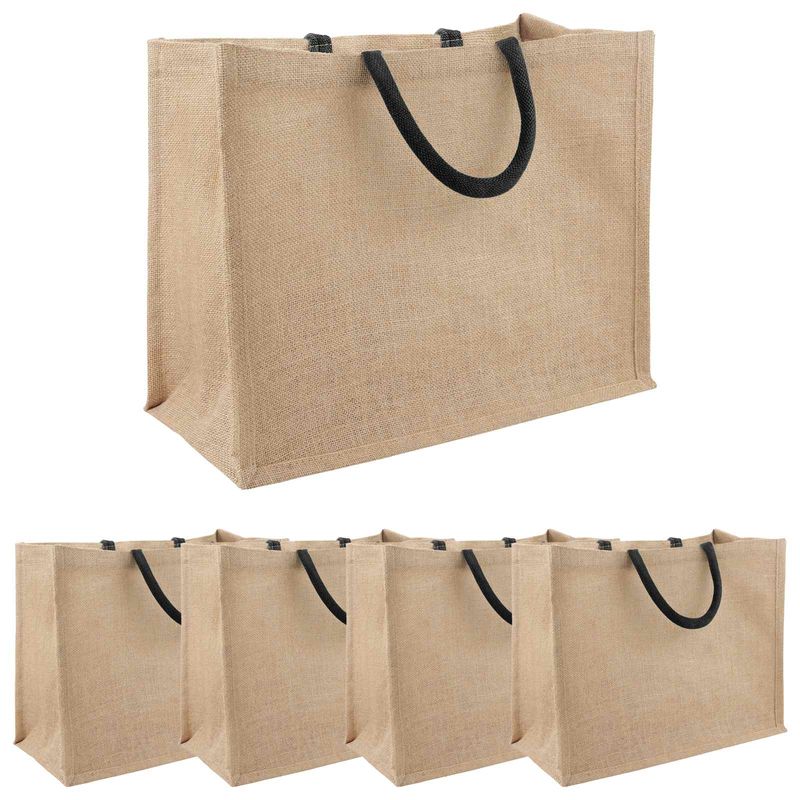Borse in juta 5 pcs Naturale e Nero 42 x 33 x 19 cm vidaXL