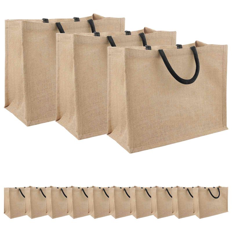 Borse in juta 50 pcs Naturale e Nero 42 x 33 x 19 cm vidaXL