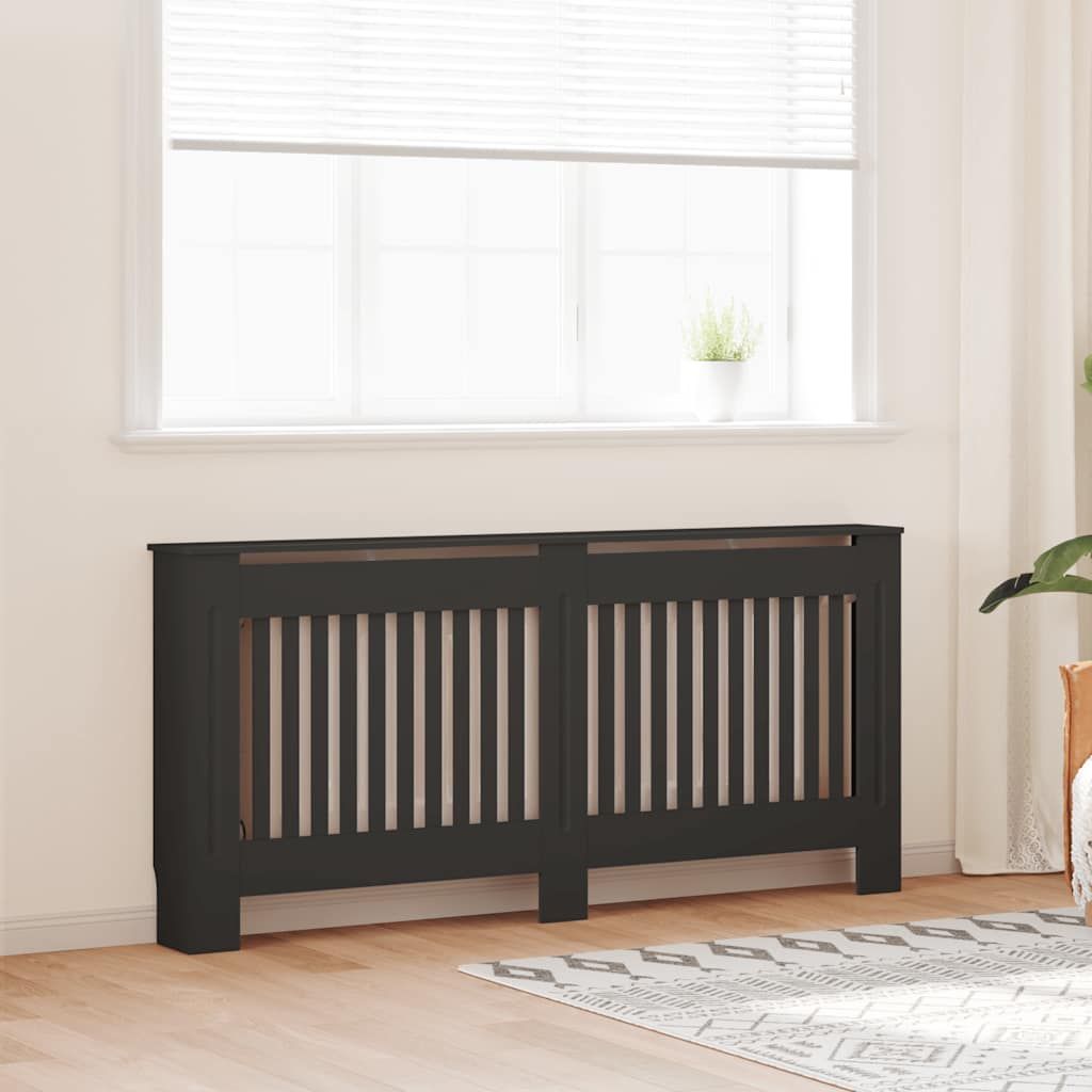 Copertura per Radiatore Nera 172x19x81,5 cm in Legno Multistrato vidaXL