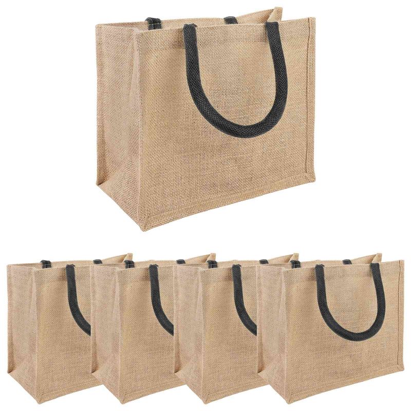 Borse in juta 5 pcs Naturale e Nero 26 x 22 x 14 cm vidaXL