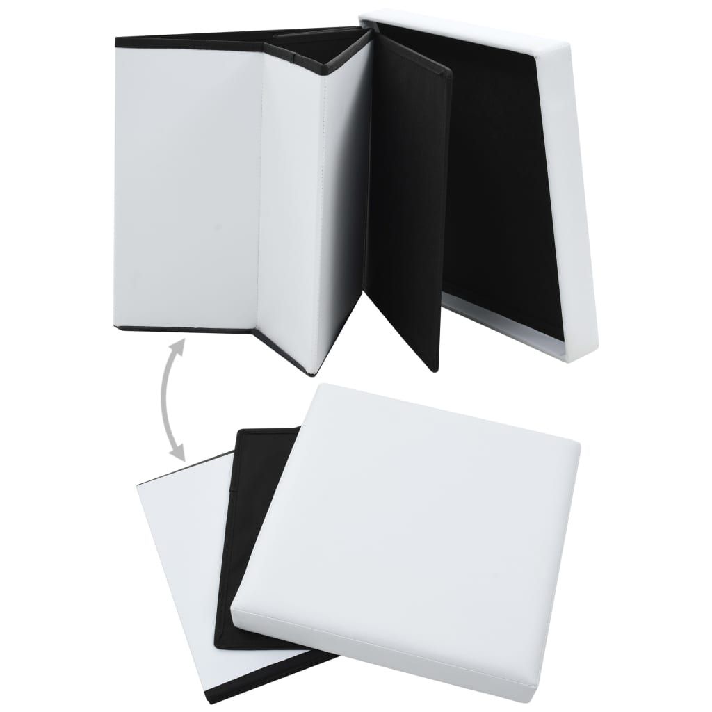 Sgabello Pieghevole con Contenitore Bianco in Similpelle vidaXL