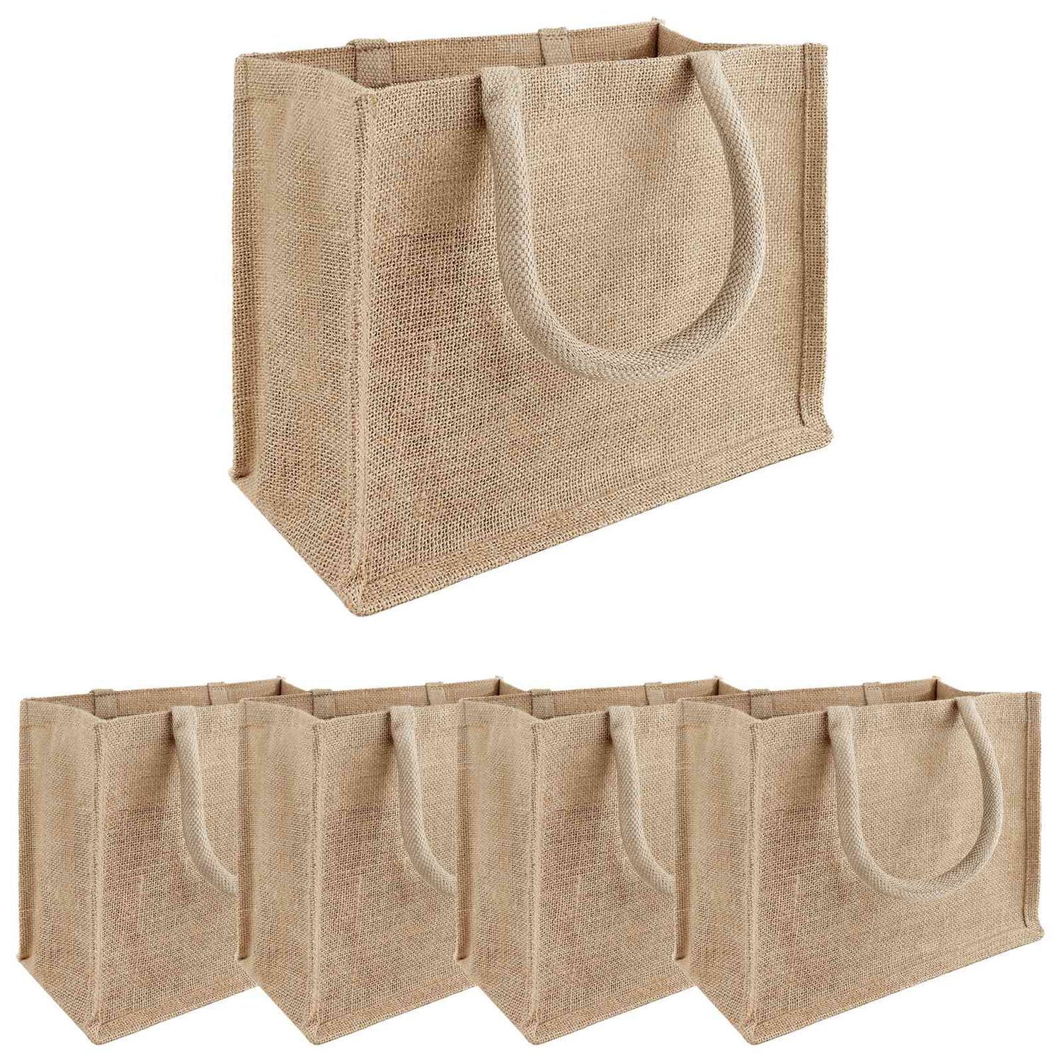 Borse in juta 5 pcs Naturale 26 x 22 x 14 cm 100% Juta Tossa vidaXL