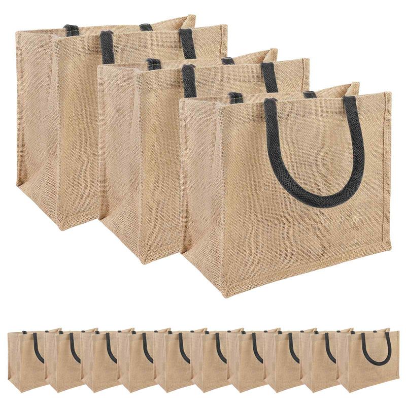 Borse in juta 50 pcs Naturale e Nero 26 x 22 x 14 cm vidaXL