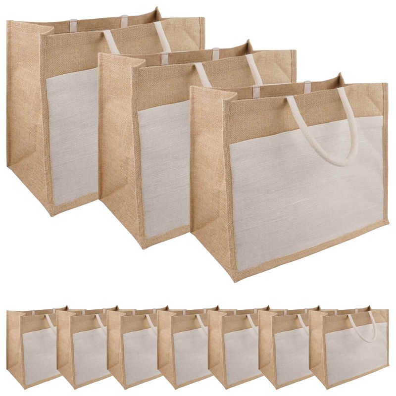 Borse in juta con tasca 10 pcs 42 x 33 x 19 cm 100% Juta Tossa vidaXL