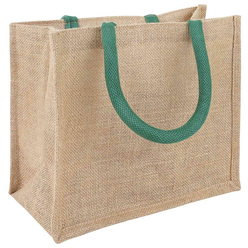 Borse in juta 5 pcs Naturale e Verde 26 x 22 x 14 cm vidaXL
