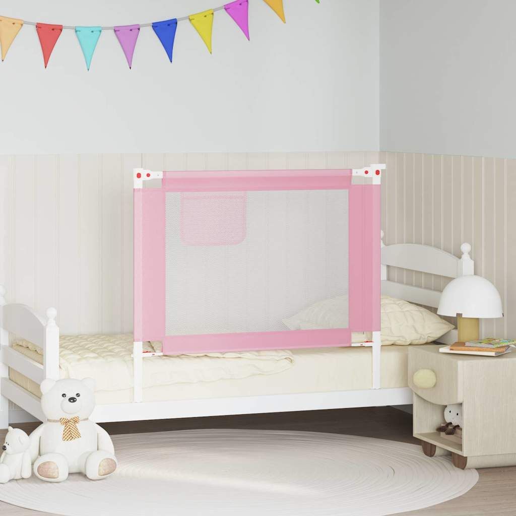 Sponda Letto di Sicurezza per Bambini Rosa 100x25cm in Tessuto vidaXL