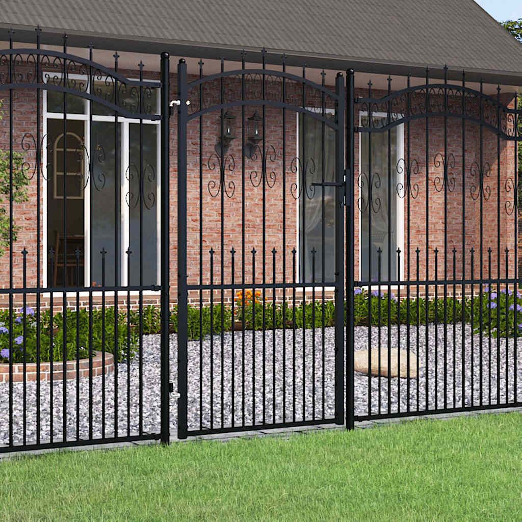 Cancello per recinzione KAMPEN con punta a lancia Nero 103x175 cm in acciaio vidaXL