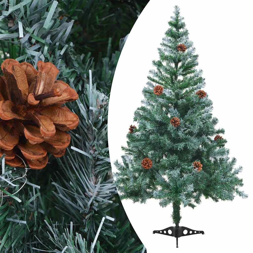 Albero di Natale Satinato Preiluminato Palline e Pigne 150 cm vidaXL