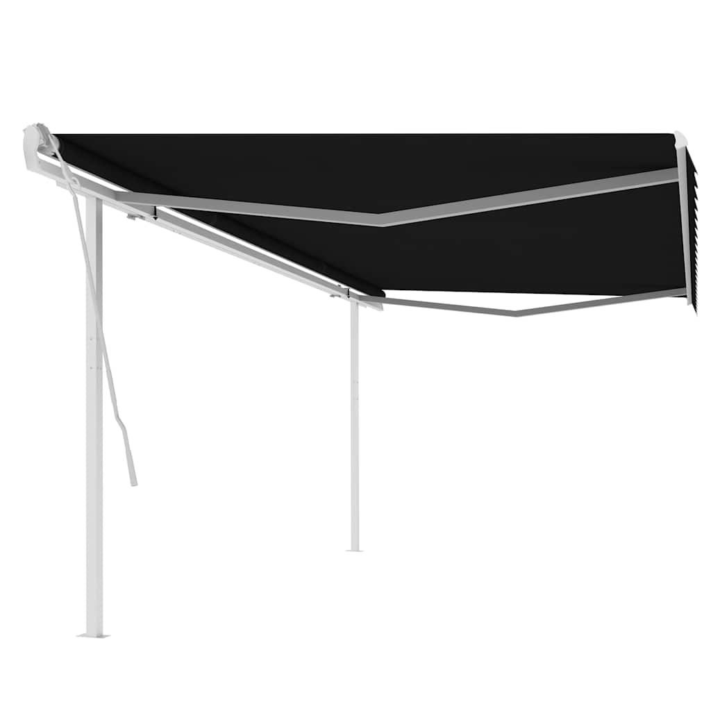 Tenda da Sole Retrattile Manuale con Pali 5x3 m Antracite vidaXL