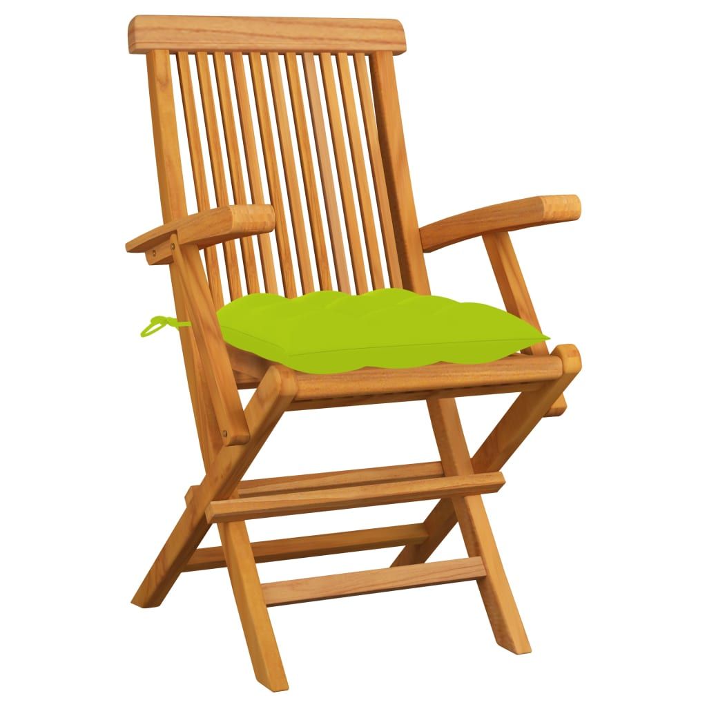 Sedie Giardino con Cuscini Verde Chiaro 6pz Legno Massello Teak vidaXL