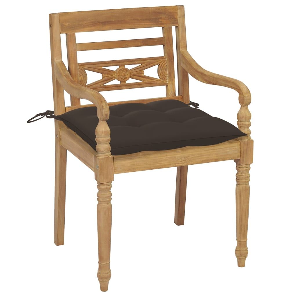 Sedie Batavia con Cuscini 8 pz in Legno Massello di Teak vidaXL