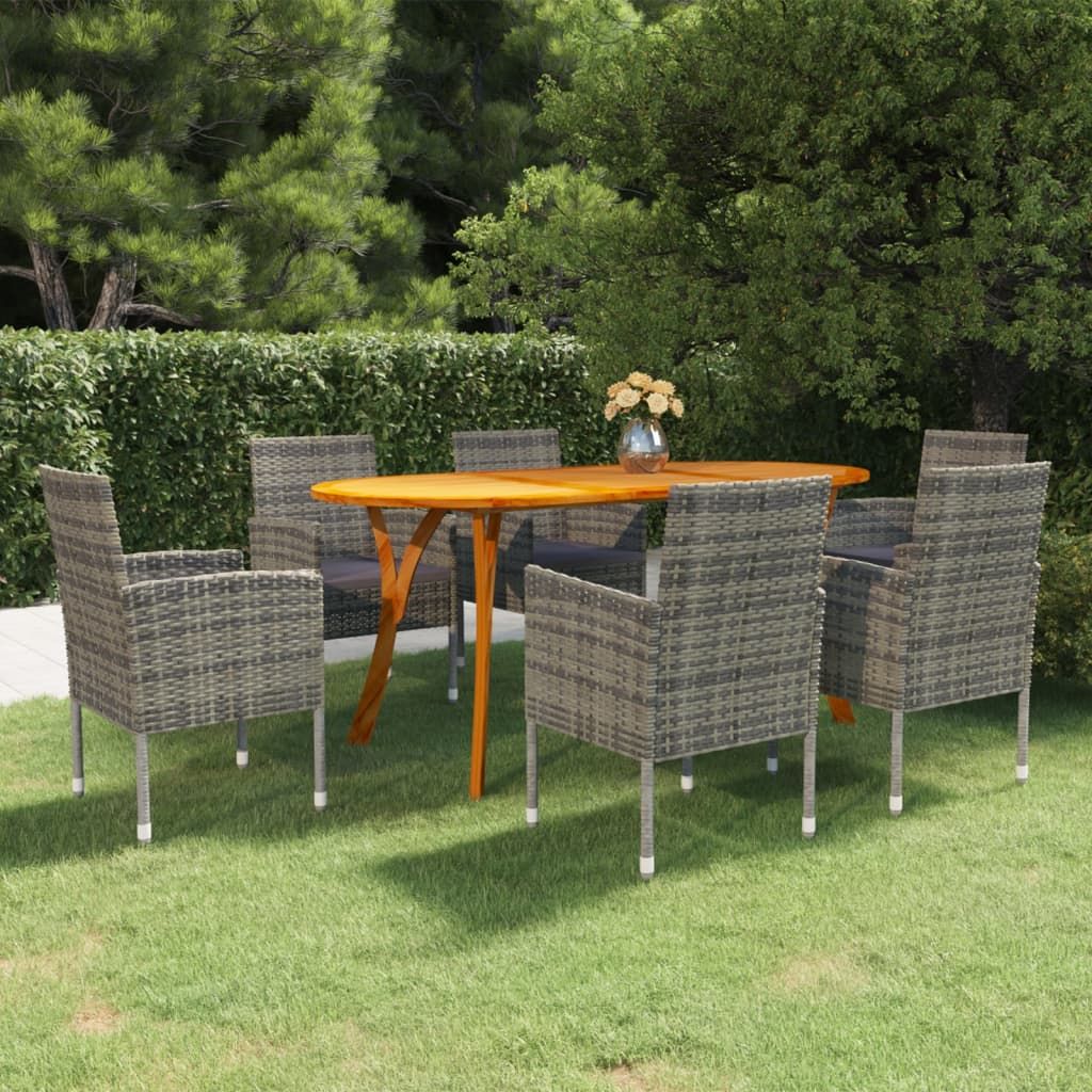 Set Mobili da Pranzo per Giardino 7 pz Grigio vidaXL