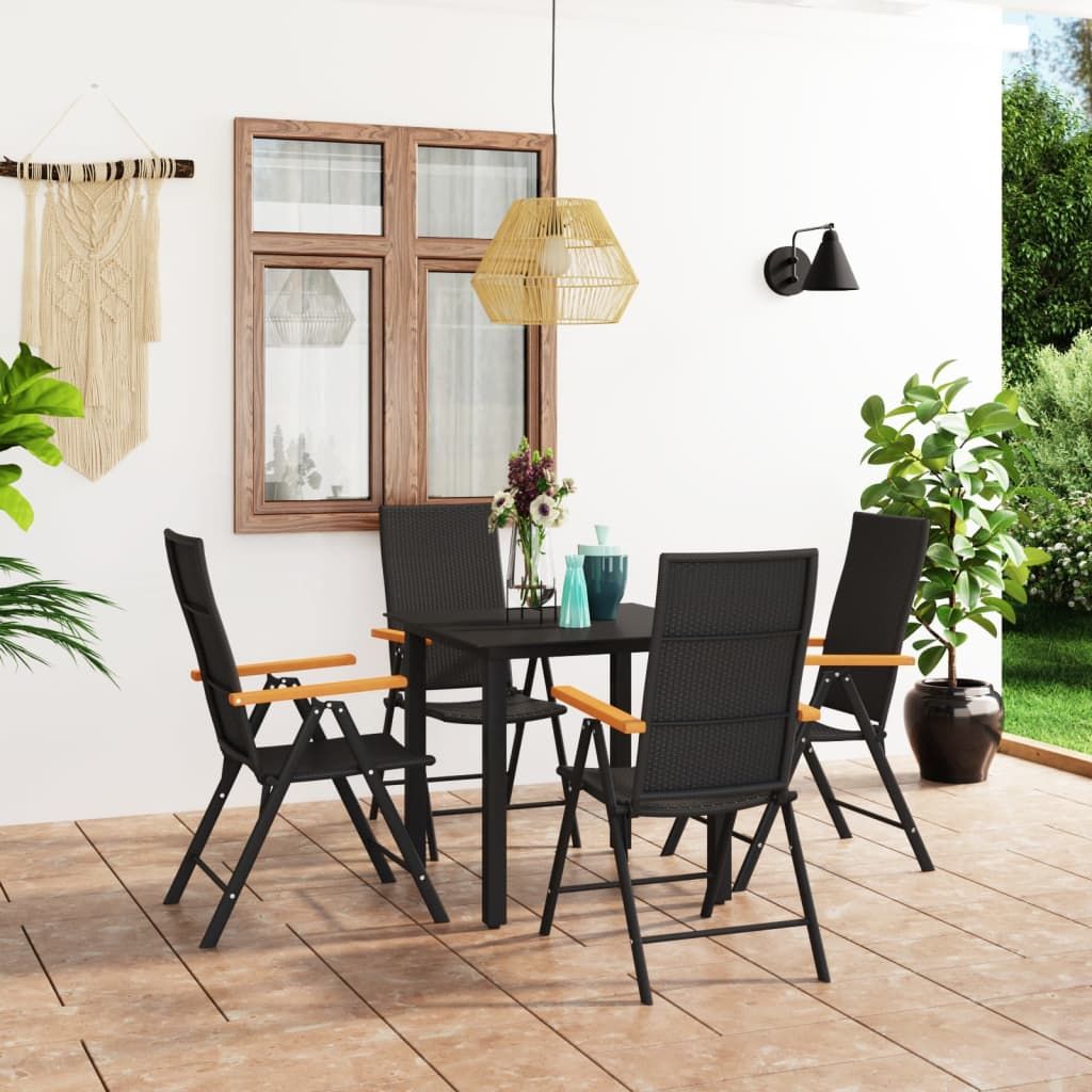 Set da Pranzo da Giardino 5 pz Nero e Marrone vidaXL