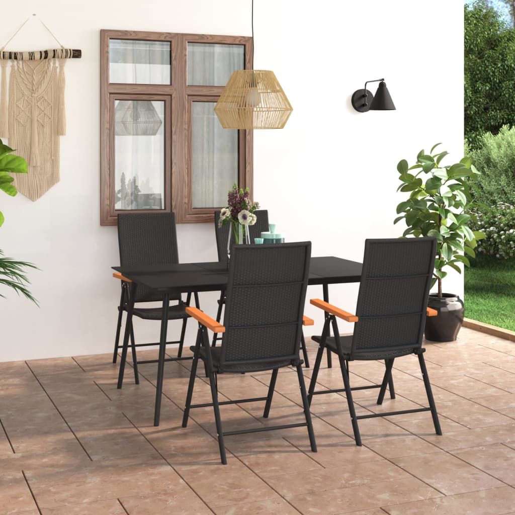 Set da Pranzo da Giardino 5 pz Nero e Marrone vidaXL