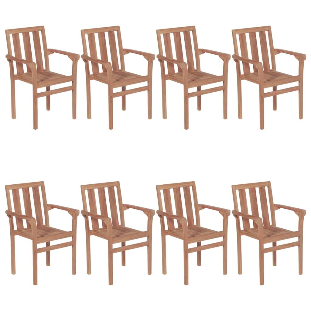 Sedie da Giardino Impilabili con Cuscini 8 pz Massello di Teak vidaXL