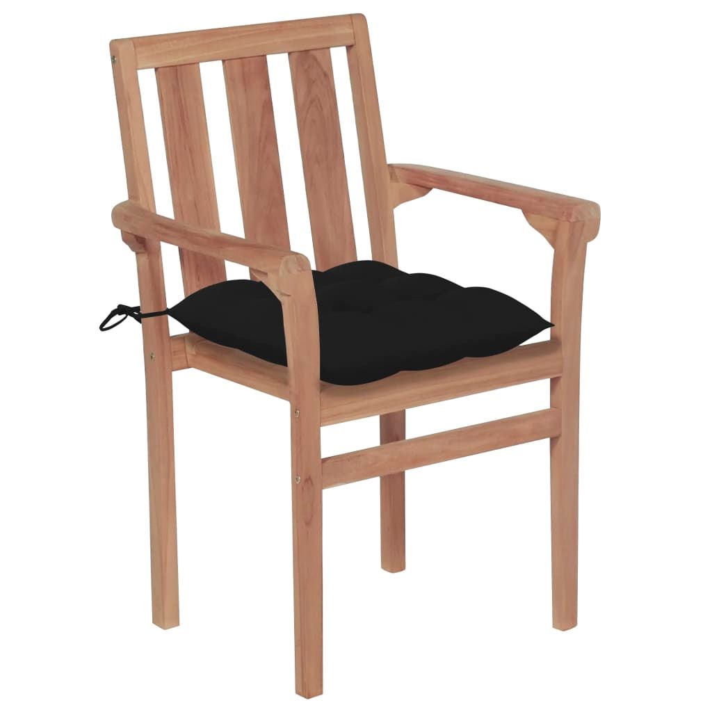 Sedie da Giardino Impilabili con Cuscini 4 pz Massello di Teak vidaXL