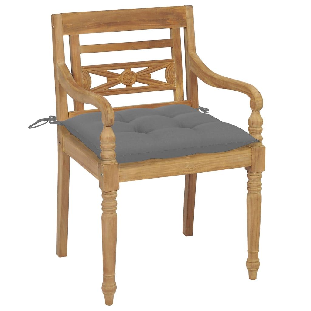 Sedie Batavia con Cuscini 4 pz in Legno Massello di Teak vidaXL