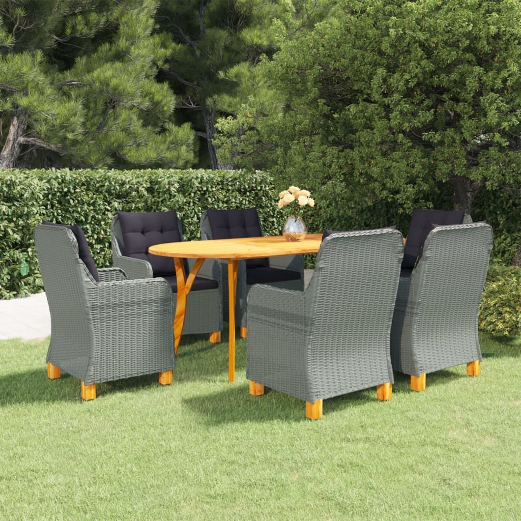 Set Mobili da Pranzo per Giardino 7 pz Grigio Chiaro vidaXL