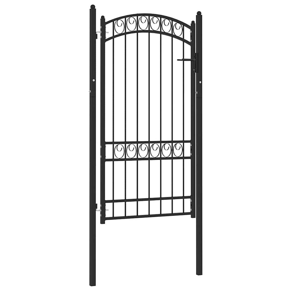 Cancello per recinzione EMMEN con parte superiore ad arco in acciaio 100x123,5 cm Nero vidaXL