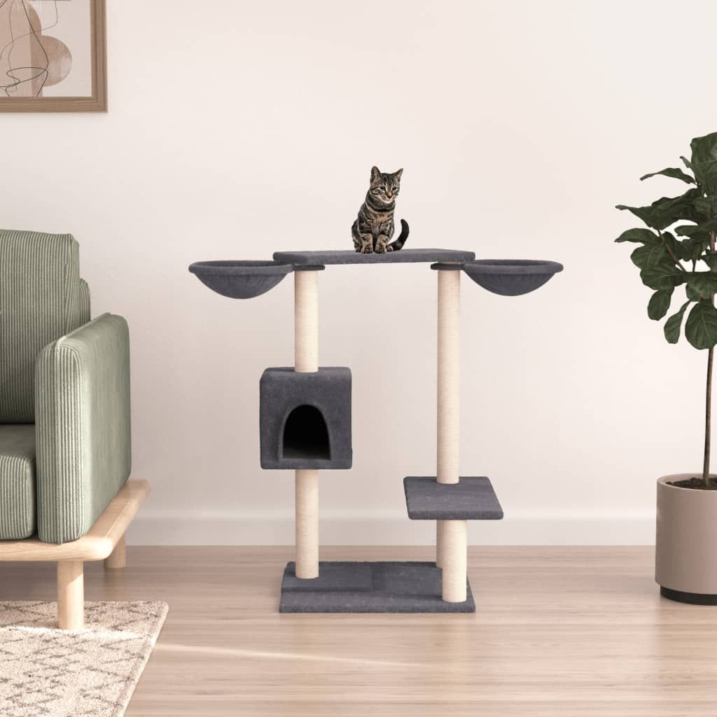 Albero per Gatti con Tiragraffi Grigio Scuro 82 cm vidaXL