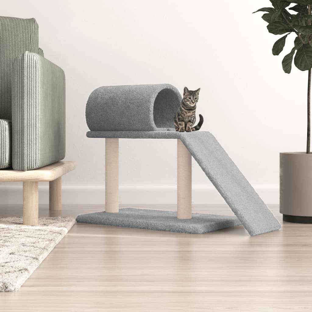 Pali Tiragraffi Gatti Tunnel e Scaletta Grigio Chiaro 55,5 cm vidaXL