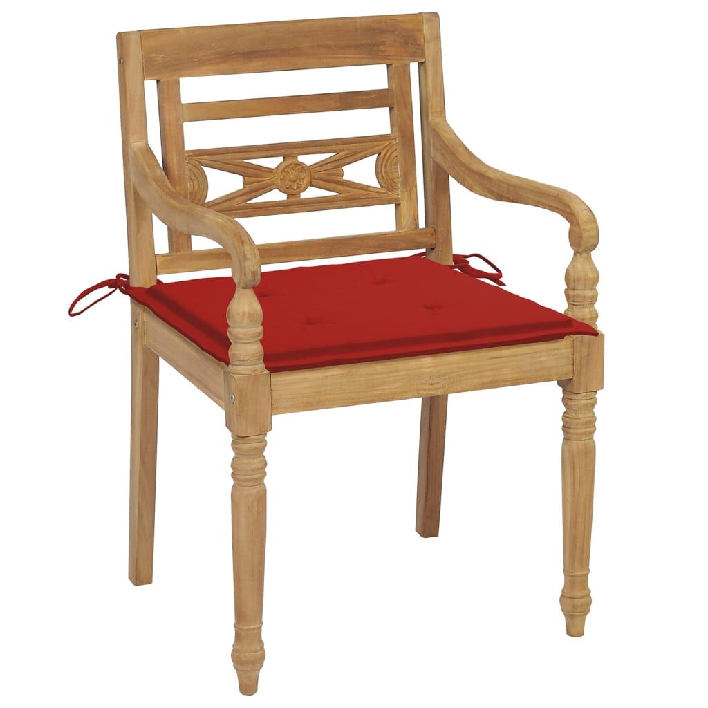 Sedie Batavia con Cuscini 6 pz in Legno Massello di Teak vidaXL
